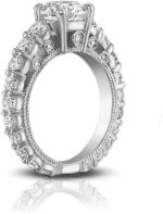 Madina Jewelry 2.25 ct Ladies Round Cut Diamond Accented Engagement Ring in 18 kt White Gold - Image 4