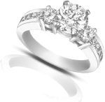 Madina Jewelry 1.25 ct Ladies Round Cut Diamond Engagement Accented Ring in Platinum - Image 3