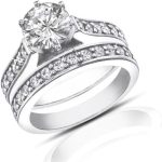 Madina Jewelry 1.80 ct Ladies Round Cut Diamond Engagement Accented Ring Set in Platinum - Image 2