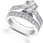 Madina Jewelry 1.80 ct Ladies Round Cut Diamond Engagement Accented Ring Set in Platinum - Image 3