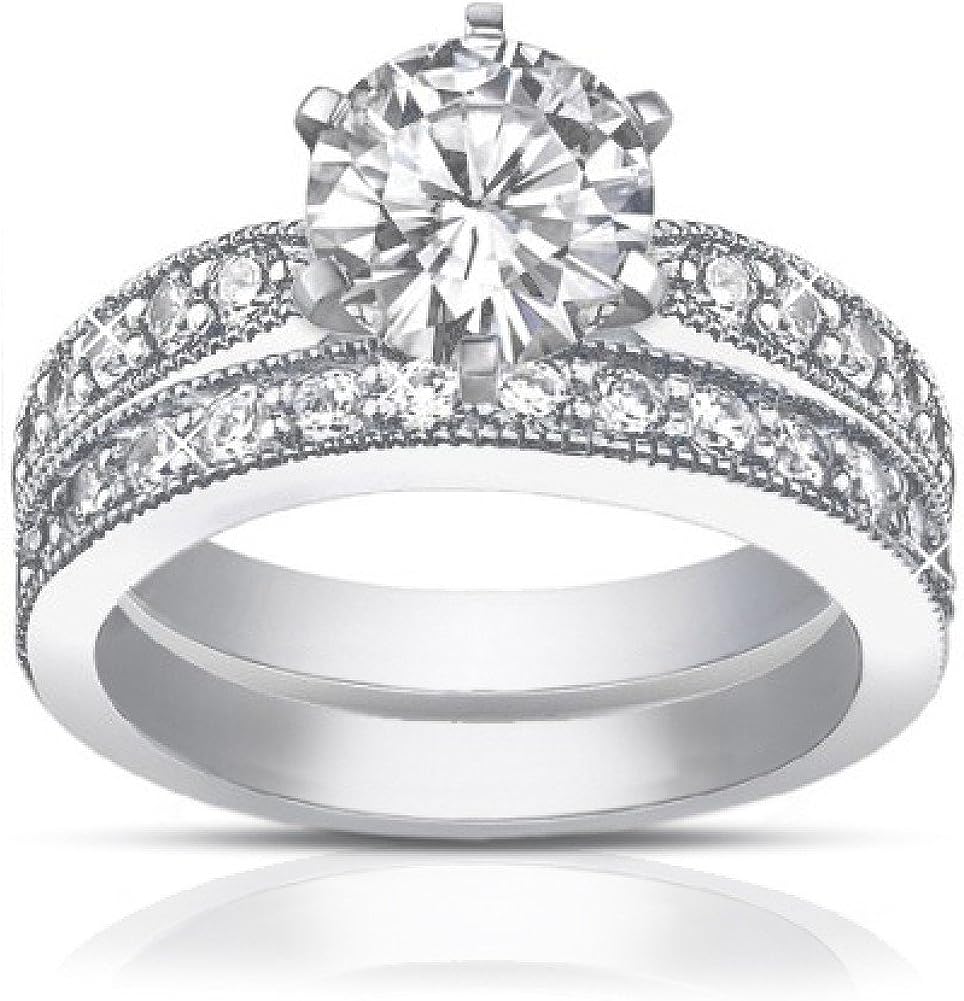 251228020527941_1 Madina Jewelry 2.25 ct Round Cut Diamond Engagement Ring Set Whit Millgrain on The Shank in Platinum - Image 1