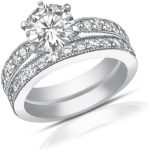 Madina Jewelry 2.25 ct Round Cut Diamond Engagement Ring Set Whit Millgrain on The Shank in Platinum - Image 2