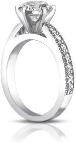 Madina Jewelry 2.25 ct Round Cut Diamond Engagement Ring Set Whit Millgrain on The Shank in Platinum - Image 5
