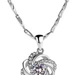 JUNZAI Necklace for Women Pendant Necklaces with Cubic Zirconia Valentines Mothers Day Anniversary Birthstones Jewellery Gifts for Wife Girlfriend Her