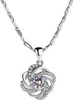 JUNZAI Necklace for Women Pendant Necklaces with Cubic Zirconia Valentines Mothers Day Anniversary Birthstones Jewellery Gifts for Wife Girlfriend Her