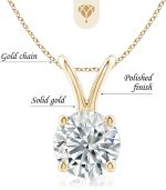 The Diamond Deal SI1-SI2 Clarity (.25-1.00 Carat) Cttw Lab-Grown Round Solitaire Diamond Pendant Necklace Womens Girls |14k Yellow or White or Rose/Pink Gold with 18" chain 0 - Image 2