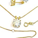 4 carat SOLID 18k GOLD Certified Diamond Necklaces 18" length + Screw Back Diamond Earrings for women 6.5mm HANDMADE Jewelry Sets Anniversary Daughter Graduation Girlfriend Birthday present for her