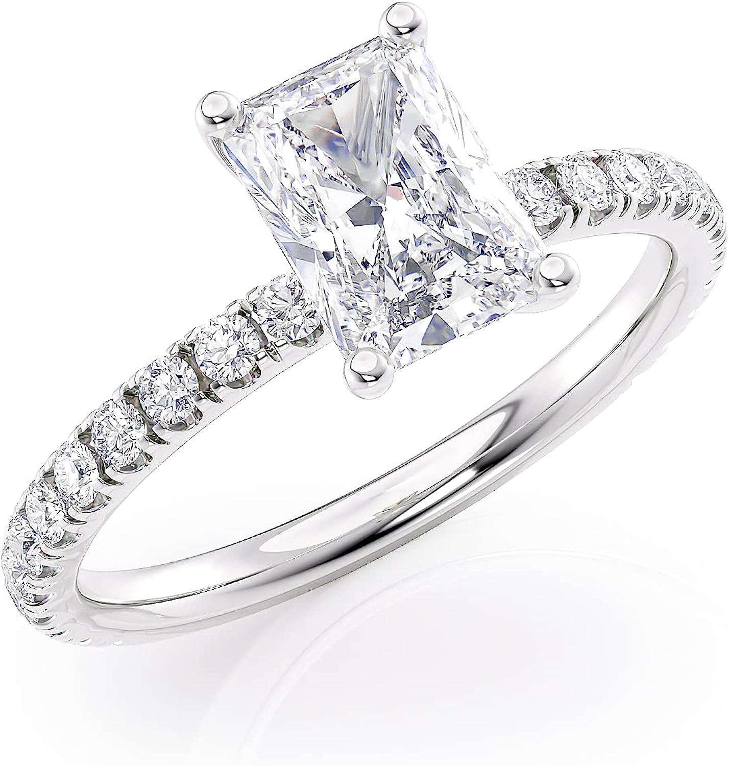 260106101937050_1 Beverly Hills Jewelers 2 Carat Radiant Cut Moissanite Engagement Ring with 1/3 Carat Round Natural Diamond in 14K Gold (G-H/VS, G-H/SI, cttw, DEW) Promise Anniversary Ring for Women Size 4 to 11 - Image 1