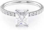 Beverly Hills Jewelers 2 Carat Radiant Cut Moissanite Engagement Ring with 1/3 Carat Round Natural Diamond in 14K Gold (G-H/VS, G-H/SI, cttw, DEW) Promise Anniversary Ring for Women Size 4 to 11 - Image 2