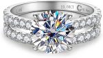 CADYNO Bridal Wedding Ring Set 14K White Gold Moissanite Lab Grown Created Diamond Solid Real Gold Eternity Wedding Band Engagement Ring for Women 5