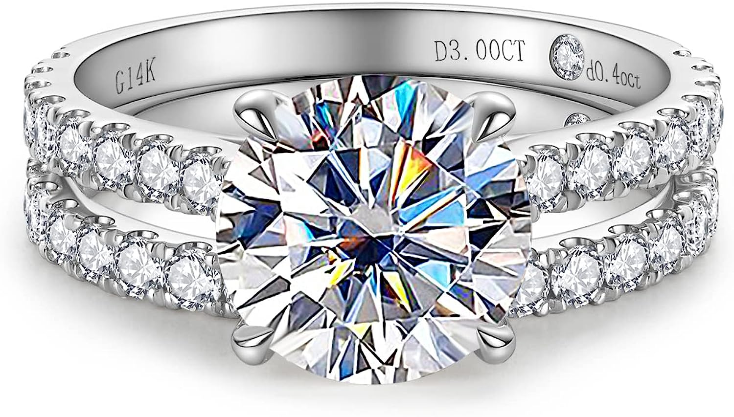 260422080743889_1 CADYNO Bridal Wedding Ring Set 14K White Gold Moissanite Lab Grown Created Diamond Solid Real Gold Eternity Wedding Band Engagement Ring for Women 5 - Image 1