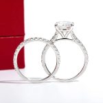 CADYNO Bridal Wedding Ring Set 14K White Gold Moissanite Lab Grown Created Diamond Solid Real Gold Eternity Wedding Band Engagement Ring for Women 5 - Image 3