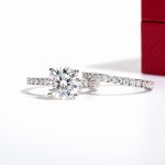 CADYNO Bridal Wedding Ring Set 14K White Gold Moissanite Lab Grown Created Diamond Solid Real Gold Eternity Wedding Band Engagement Ring for Women 5 - Image 5