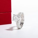 CADYNO Bridal Wedding Ring Set 14K White Gold Moissanite Lab Grown Created Diamond Solid Real Gold Eternity Wedding Band Engagement Ring for Women 5 - Image 8