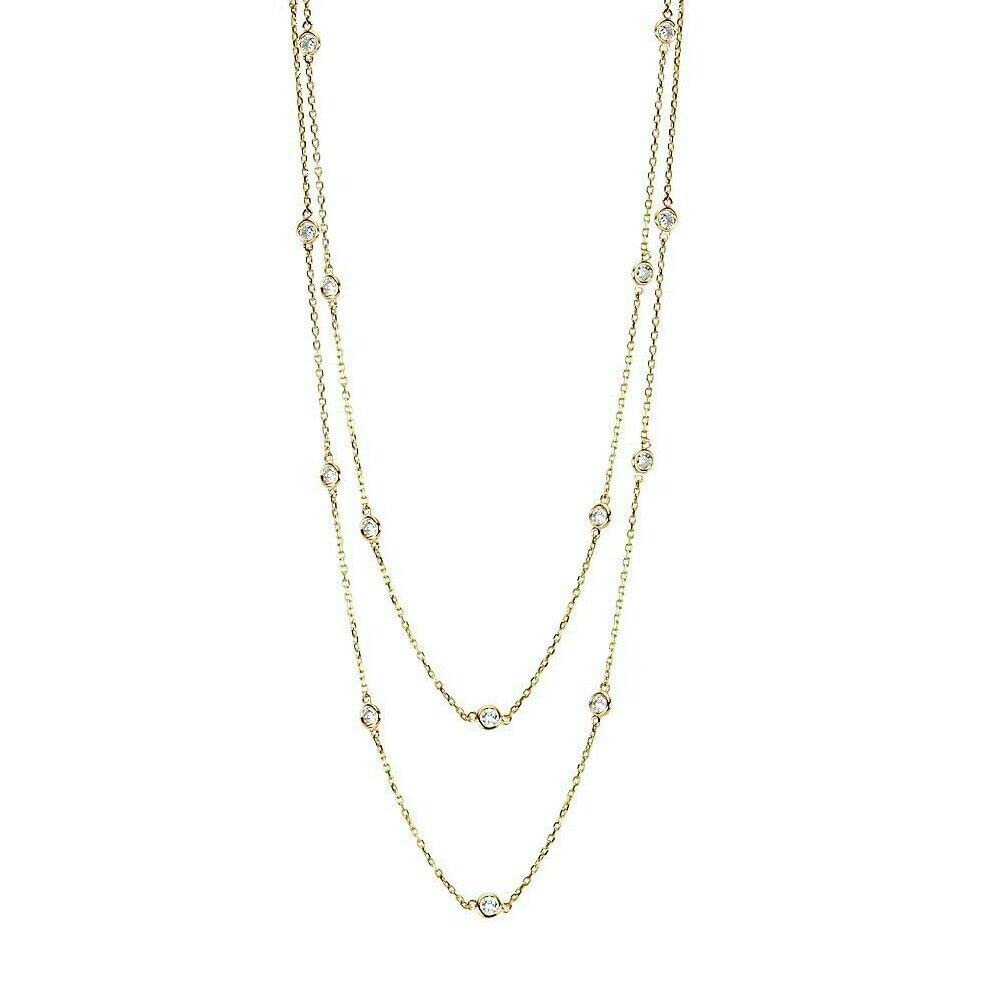 260422080743986_1 Handmade 14K Yellow Gold Diamond Station Necklace By The Yard 36" 1.5 Ct - Image 1