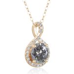 Salt and pepper diamond necklace pendant-Dainty drop layering necklace with chain-Grey galaxy diamond necklace-Alternative April birthstone - Image 3