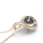 Salt and pepper diamond necklace pendant-Dainty drop layering necklace with chain-Grey galaxy diamond necklace-Alternative April birthstone - Image 5