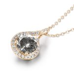 Salt and pepper diamond necklace pendant-Dainty drop layering necklace with chain-Grey galaxy diamond necklace-Alternative April birthstone - Image 6