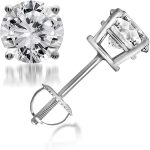2.00 Carat Prong Set 14kt White Gold Round-Cut Solitaire Diamond Stud Earrings (J-K, I2-I3) by La4ve Diamonds | Real Diamond Stud Earrings For Women | Gift Box Included