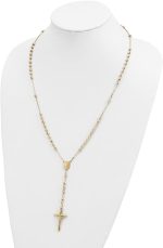 Diamond2Deal 14k Yellow Gold Diamond-cut 4mm Beaded Semi-solid Rosary 24 inch Necklace Fine Jewelry Gift for Women - Image 4