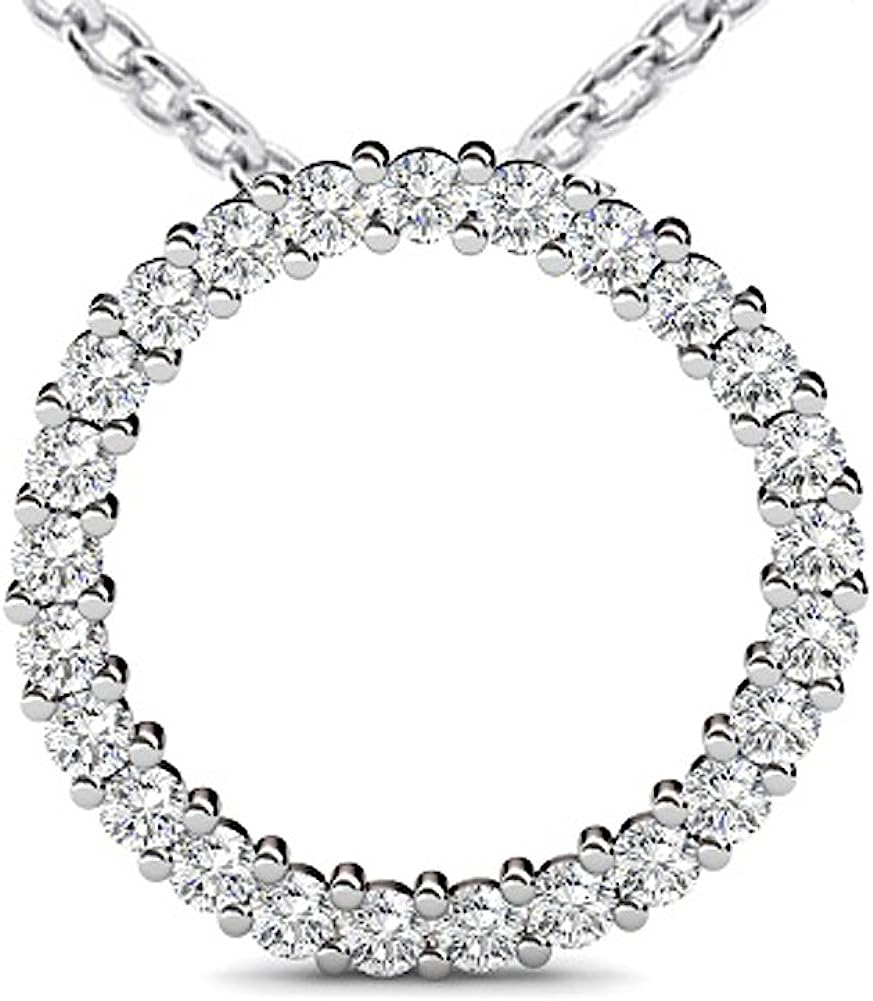 260422081054991_1 Madina Jewelry 1.00 Ct Ladies Round Cut Diamond Pendant/Necklace 18 Kt White Gold - Image 1