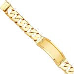 14KY Solid Link ID Bracelet - 9" | Gold Chain Bracelet for Men and Women | Solid Gold Bracelets for Womens Mens Girls Boys 14k Real | Birthday Valentines Gifts For Adults | Weight 107.2 | Jewelry Gift Box | Men’s Jewelry