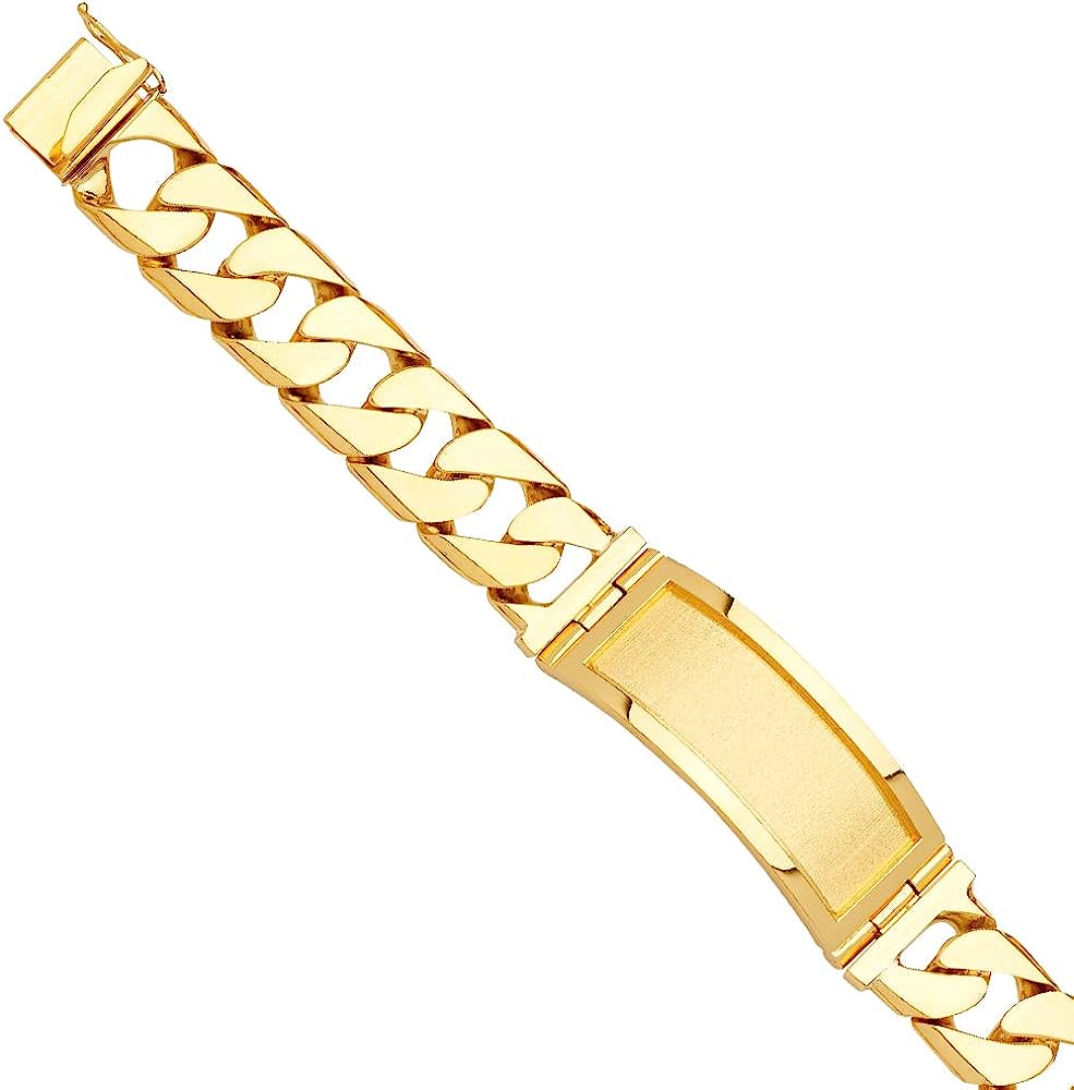 260510094615938_1 14KY Solid Link ID Bracelet - 9" | Gold Chain Bracelet for Men and Women | Solid Gold Bracelets for Womens Mens Girls Boys 14k Real | Birthday Valentines Gifts For Adults | Weight 107.2 | Jewelry Gift Box | Men’s Jewelry - Image 1