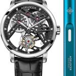 AGELOCER Mens Watch Tourbillon Double-Sided Hollow Self Winding Mechanical Leather Luxury Watches for Men