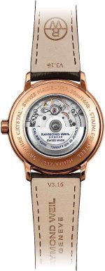 RAYMOND WEIL Maestro Men's Automatic Date Watch, Grey Dial with Rose Gold Indexes, Stainless Steel with Rose Gold PVD Plating, Brown Leather Strap, 39.5 mm (Model: 2237-PC5-60011) - Image 3