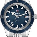 Rado Men's Captain Cook 42 mm Automatic Diving Watch with Stainless Steel Strap, Silver-Tone, 20 (Model: R32505203), Blue