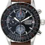 Hamilton Watch Khaki Aviation Converter Swiss Automatic Chronograph Watch 44mm Case, Black Dial, Brown Leather Strap (Model: H76726530)