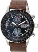 Hamilton Watch Khaki Aviation Converter Swiss Automatic Chronograph Watch 44mm Case, Black Dial, Brown Leather Strap (Model: H76726530)