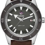Rado Men's Captain Cook Leather Swiss Automatic Watch, Gray