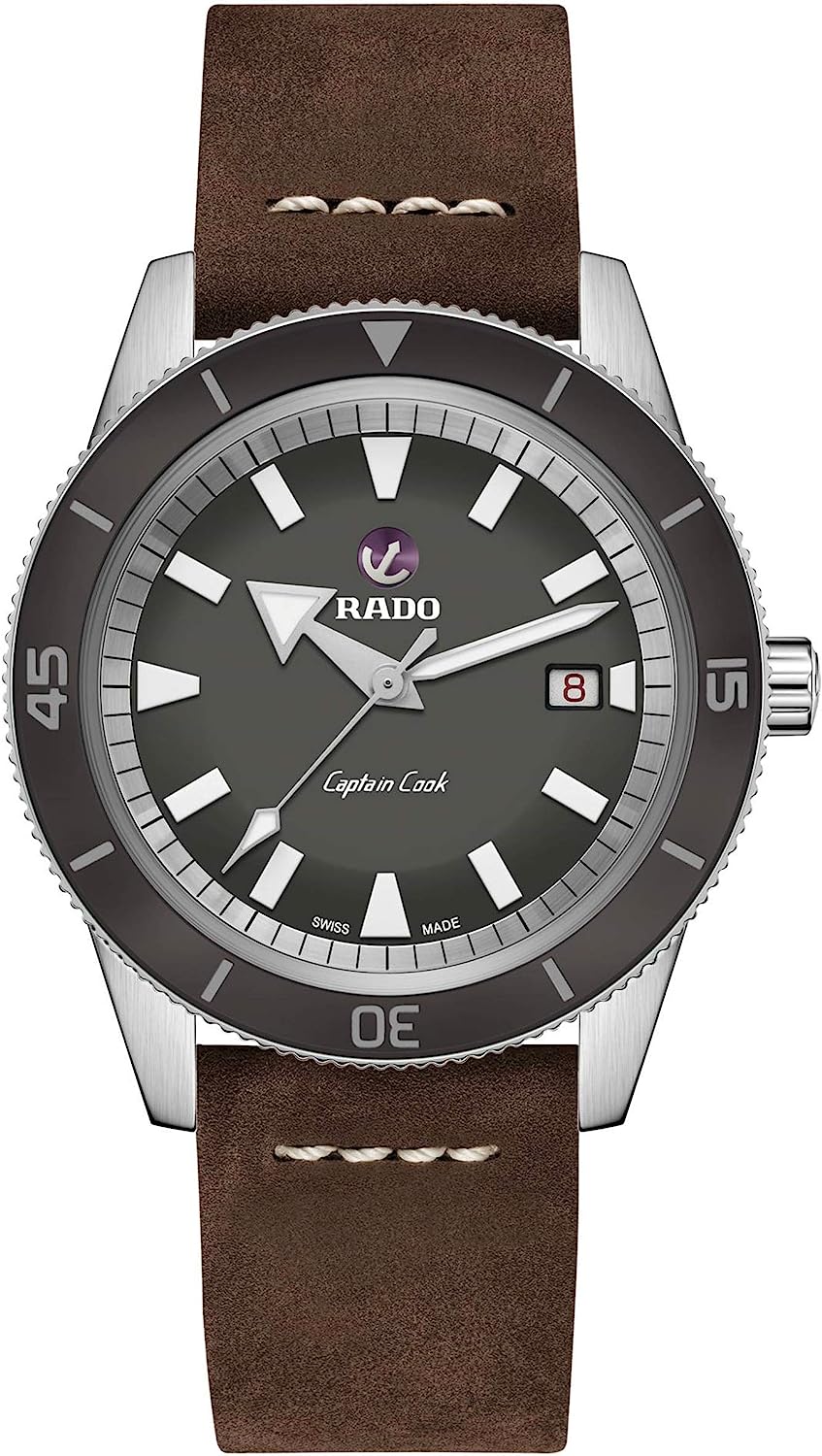 260106101205607_1 Rado Men's Captain Cook Leather Swiss Automatic Watch, Gray - Image 1