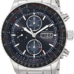Hamilton Watch Khaki Aviation Converter Swiss Automatic Chronograph Watch 44mm Case, Black Dial, Silver Stainless Steel Bracelet (Model: H76726130)